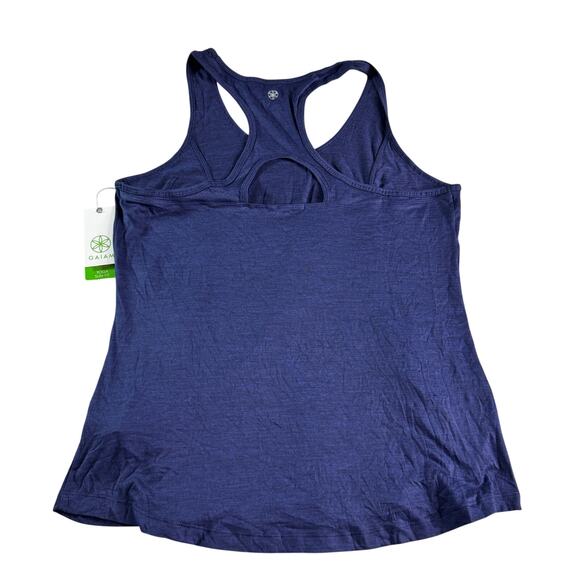 Gaiam Womens Energy Yoga Slim Fit Tank sz XL Maritime Blue Heather New with Tags - Picture 2 of 10